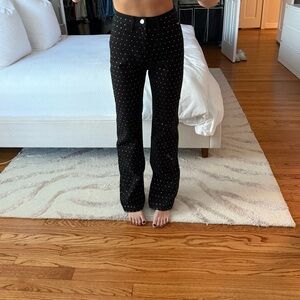 WeWoreWhat Rhinestone Straight Leg Jeans